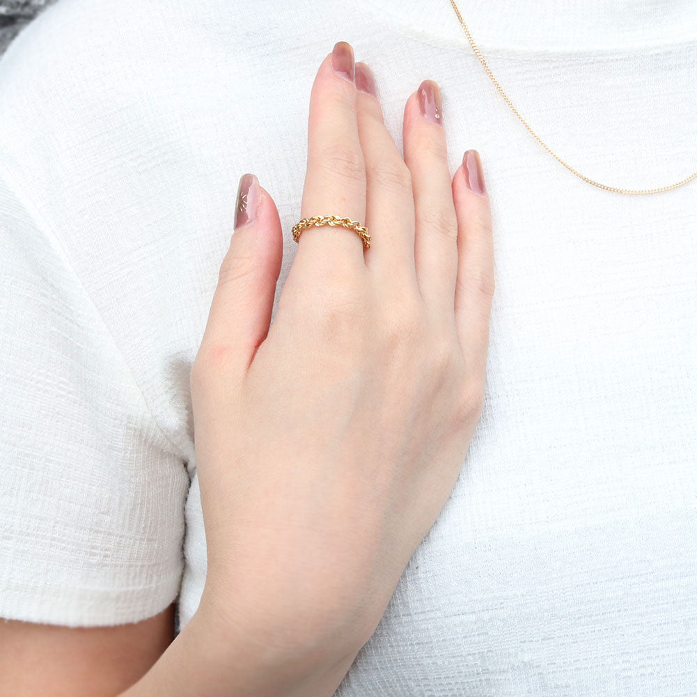 K18 イエローゴールド 中空 チェーンリング ロープ レディース 指輪 18金 リング 中空チェーン 彼氏 彼女 お揃い ペア おすすめ おしゃれリング (品番 rope-h-r-060-k18)