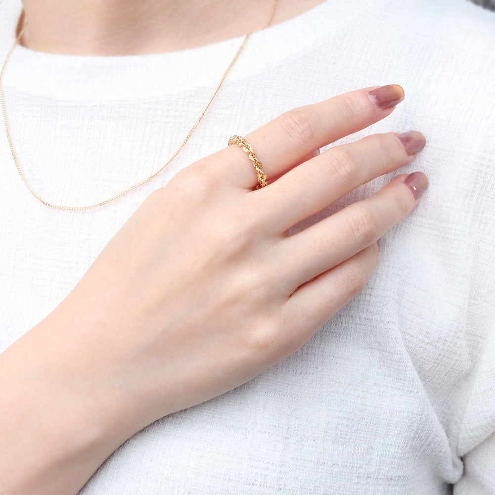 K18 イエローゴールド 中空 チェーンリング ロープ レディース 指輪 18金 リング 中空チェーン 彼氏 彼女 お揃い ペア おすすめ おしゃれリング (品番 rope-h-r-060-k18)