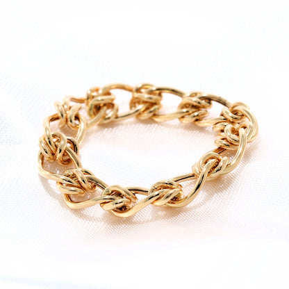 リング K18 チェーン ボリューミー 中空 チェーンリング 指輪 チャンキー K18YG 太め 中空 レディース メンズ ユニセックス 人気 定番 ペア お揃い (品番 s1108-h-r-k18)