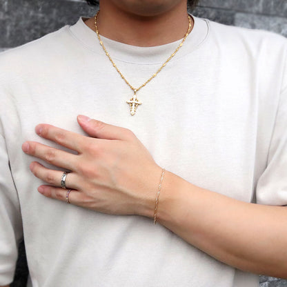 18金 ブレスレット メンズ スクリューチェーン 中空 地金 K18 イエローゴールド ブレス 男性 大人 つけっぱなし スクリュー お洒落 重ね付け (品番 screw-h-035-18-k18-m)