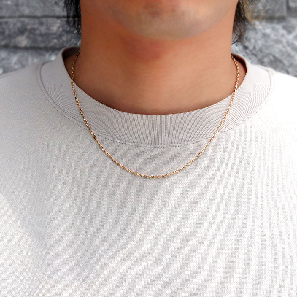 18金 ネックレス スクリューチェーン メンズ K18 ゴールド 中空 スクリュー チェーンのみ シンプル おそろい 普段使い プレゼント ギフト (品番 screw-h-035-k18-m)