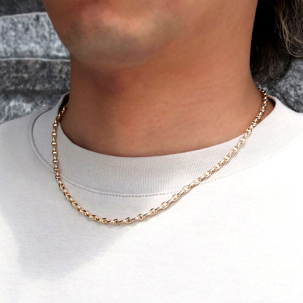 ネックレス チェーンのみ K18 ゴールド メンズ スカル チェーン 中空 18金 チェーンネックレス ユニセックス 男性 誕生日 記念日 クリスマス (品番 skull-h-130-k18-m)