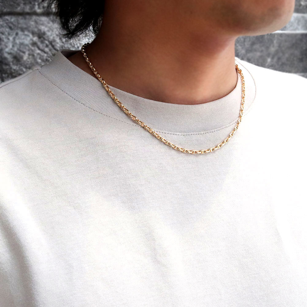 ネックレス チェーンのみ K18 ゴールド メンズ スカル チェーン 中空 18金 チェーンネックレス ユニセックス 男性 誕生日 記念日 クリスマス (品番 skull-h-130-k18-m)
