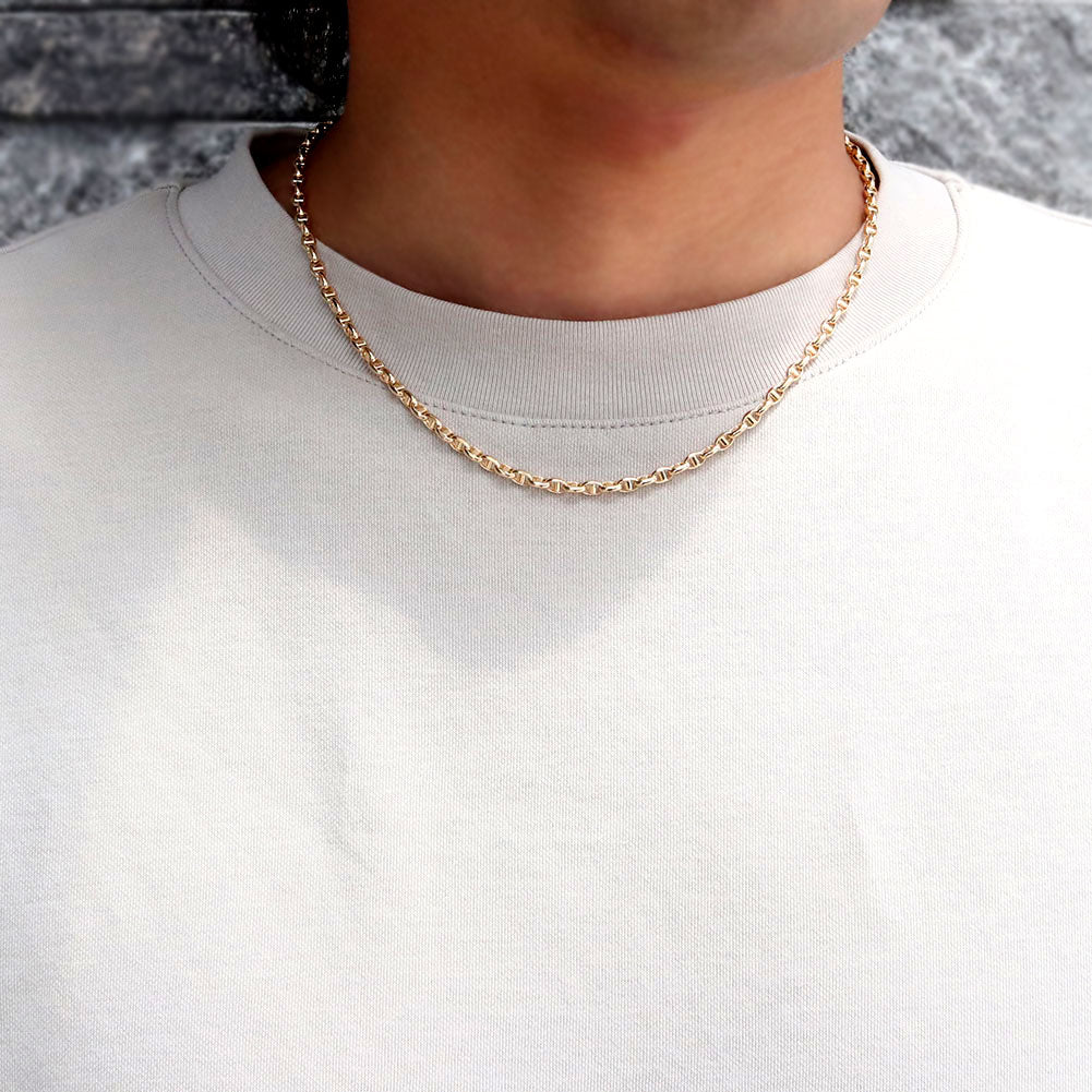 ネックレス チェーンのみ K18 ゴールド メンズ スカル チェーン 中空 18金 チェーンネックレス ユニセックス 男性 誕生日 記念日 クリスマス (品番 skull-h-130-k18-m)