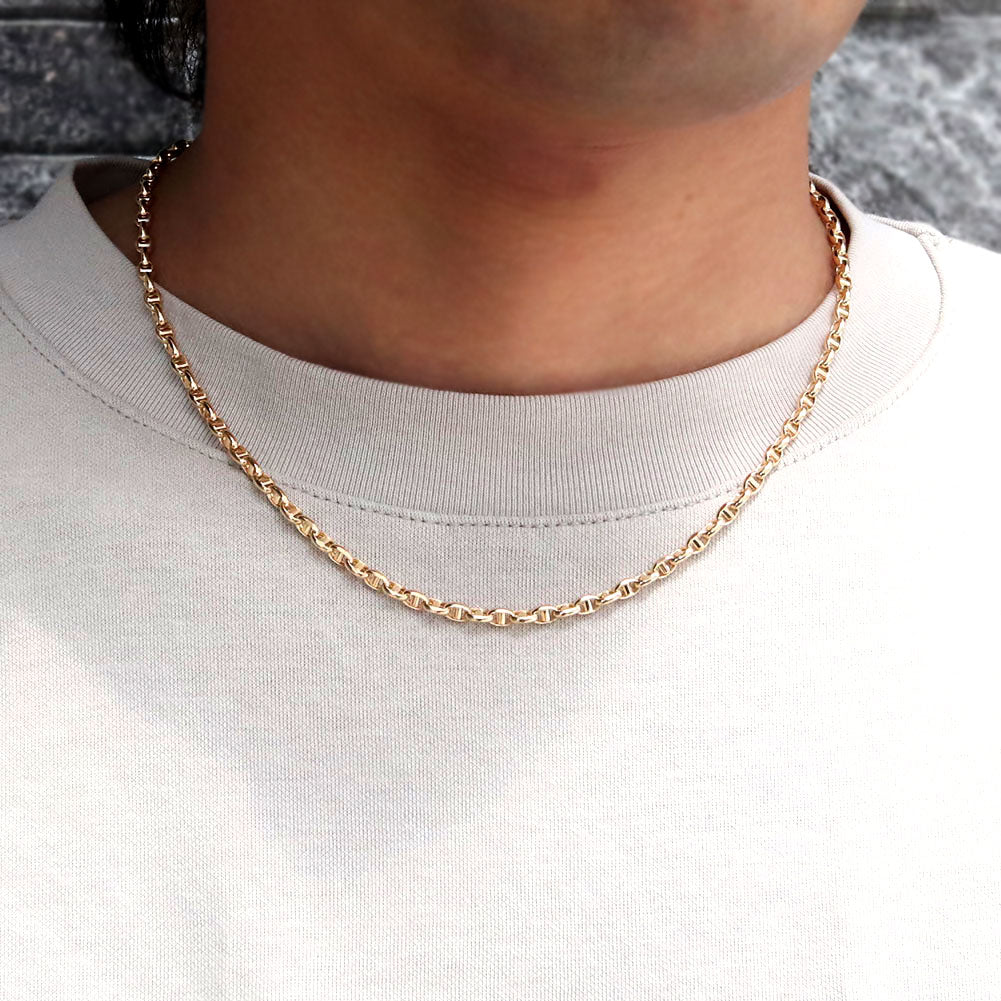 ネックレス チェーンのみ K18 ゴールド メンズ スカル チェーン 中空 18金 チェーンネックレス ユニセックス 男性 誕生日 記念日 クリスマス (品番 skull-h-130-k18-m)