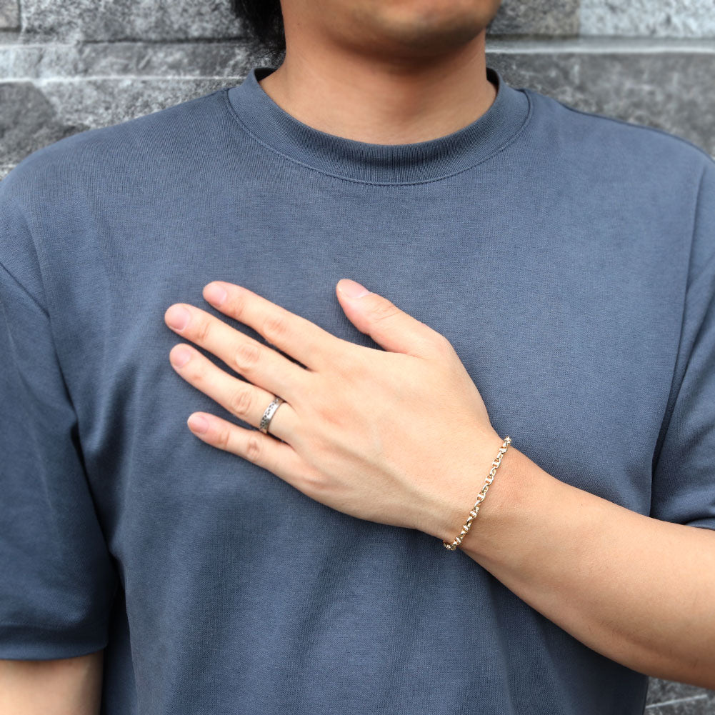 18金 ブレスレット イエローゴールド メンズ 中空チェーン スカル チェーン K18YG 中空 地金 ブレス 男性 大人 K18 お洒落 メンズジュエリー (品番 skull-h-160-18-k18-m)
