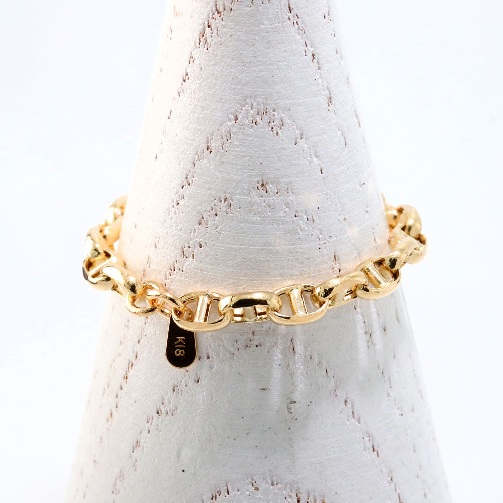 リング 中空 チェーン K18 イエローゴールド 指輪 スカル レディース K18YG 中空チェーン ユニセックス エレガント 大人女子 人気 プレゼント (品番 skull-h-r-100-k18)