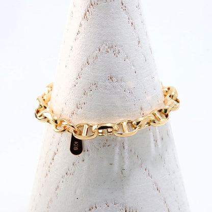 リング 中空 チェーン K18 イエローゴールド 指輪 スカル レディース K18YG 中空チェーン ユニセックス エレガント 大人女子 人気 プレゼント (品番 skull-h-r-100-k18)