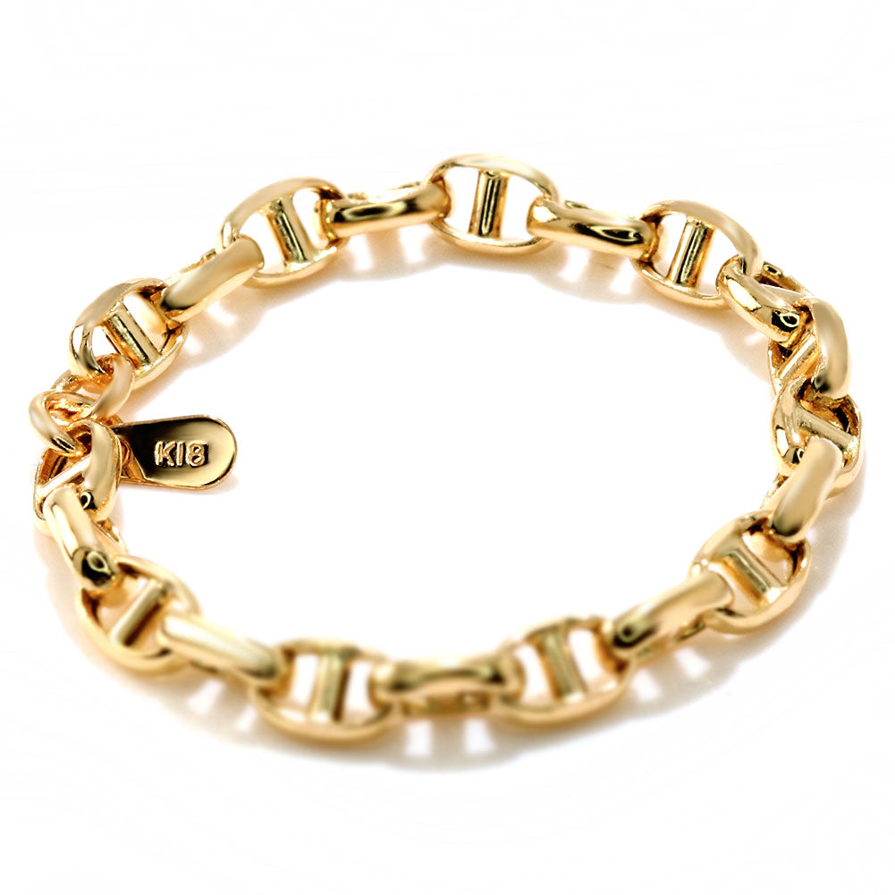 リング 中空 チェーン K18 イエローゴールド 指輪 スカル レディース K18YG 中空チェーン ユニセックス エレガント 大人女子 人気 プレゼント (品番 skull-h-r-100-k18)