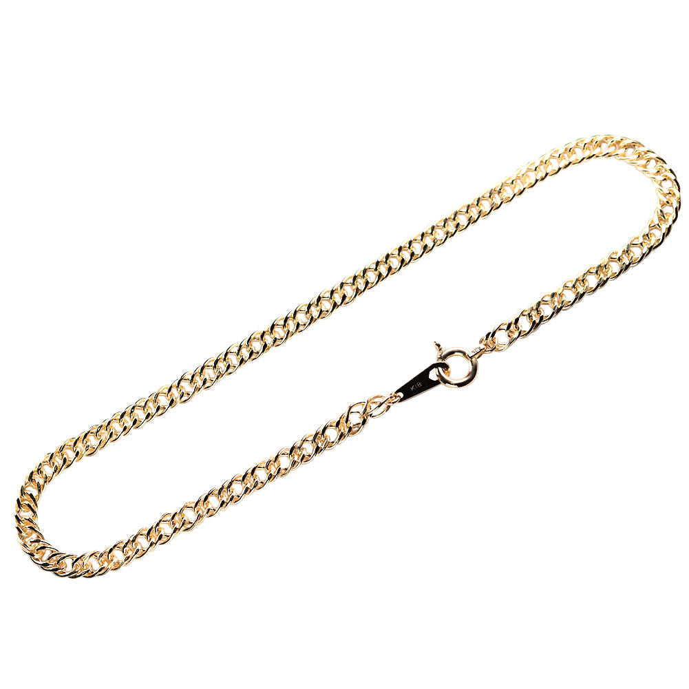 18金 750 中空喜平型ブレスレット 19.5cm 8.8g 18金 喜平ブレスレット メンズ 中空 チェーン ダブル イエローゴールド
