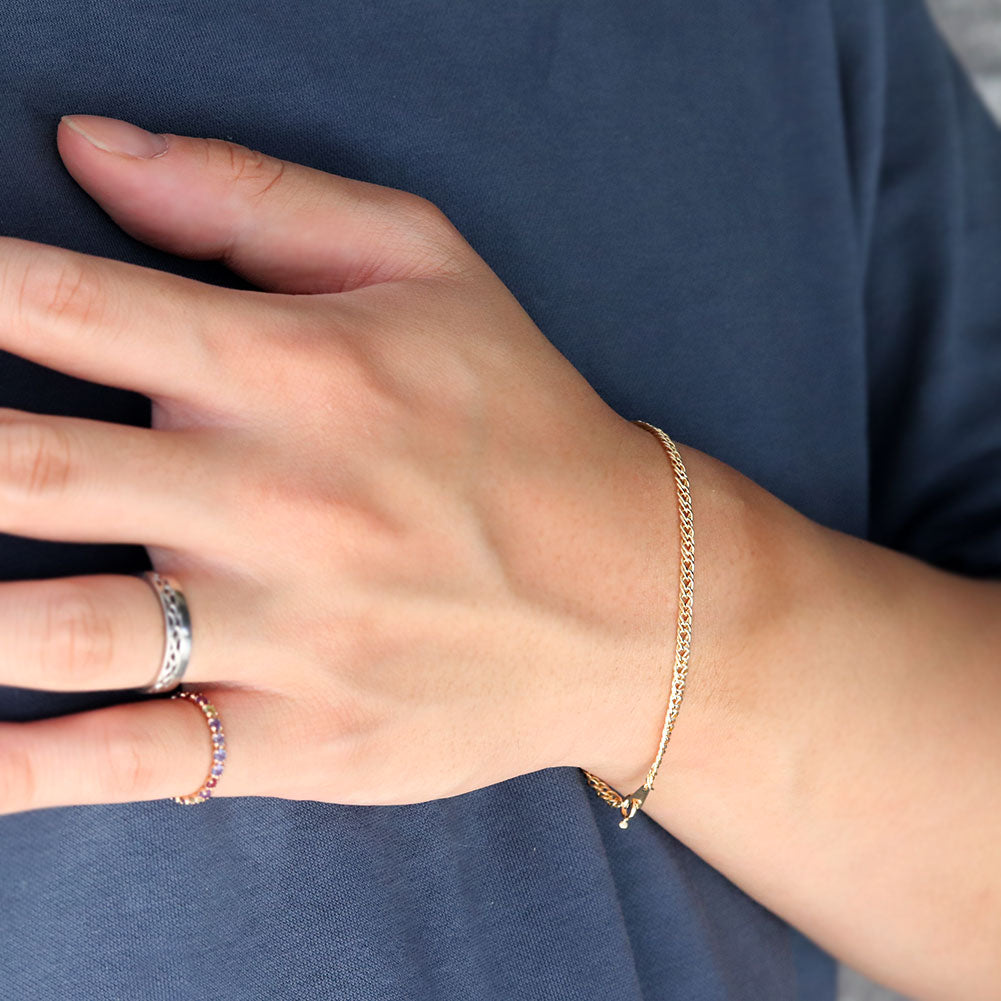 18金 喜平ブレスレット メンズ 中空 チェーン ダブル イエローゴールド 喜平 K18 中空ダブル メンズブレスレット 彼女 お揃い (品番 w-k-050-18-k18)