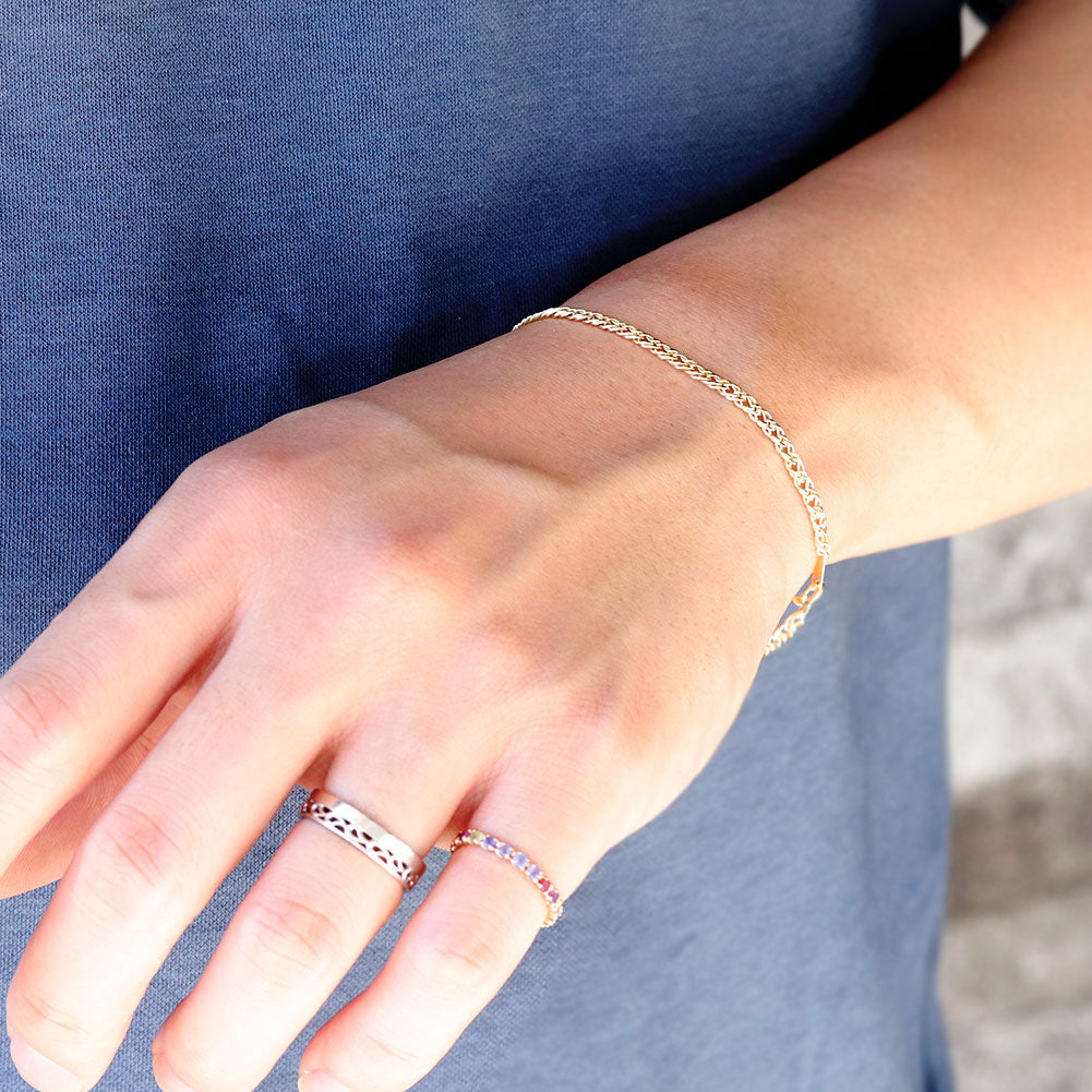 18金 喜平ブレスレット メンズ 中空 チェーン ダブル イエローゴールド 喜平 K18 中空ダブル メンズブレスレット 彼女 お揃い (品番 w-k-050-18-k18)