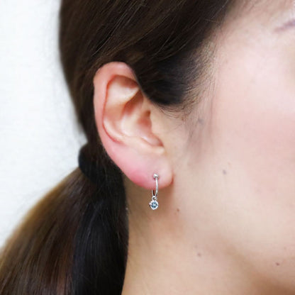 フープイヤリング レディース 揺れる ハート 選べる誕生石 イヤーカフ 天然石 K10 K18 PT900 一粒 誕生石 Heart Hoop Earring 両耳セット