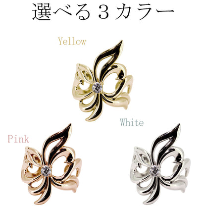 イヤーカフ メンズ 百合の紋章 ユリ 大ぶり Ear Cuff 選べる誕生石 一粒 天然石 お揃い 片耳用 K10 K18 PT900 SV925 ノンホールピアス  ユニセックス