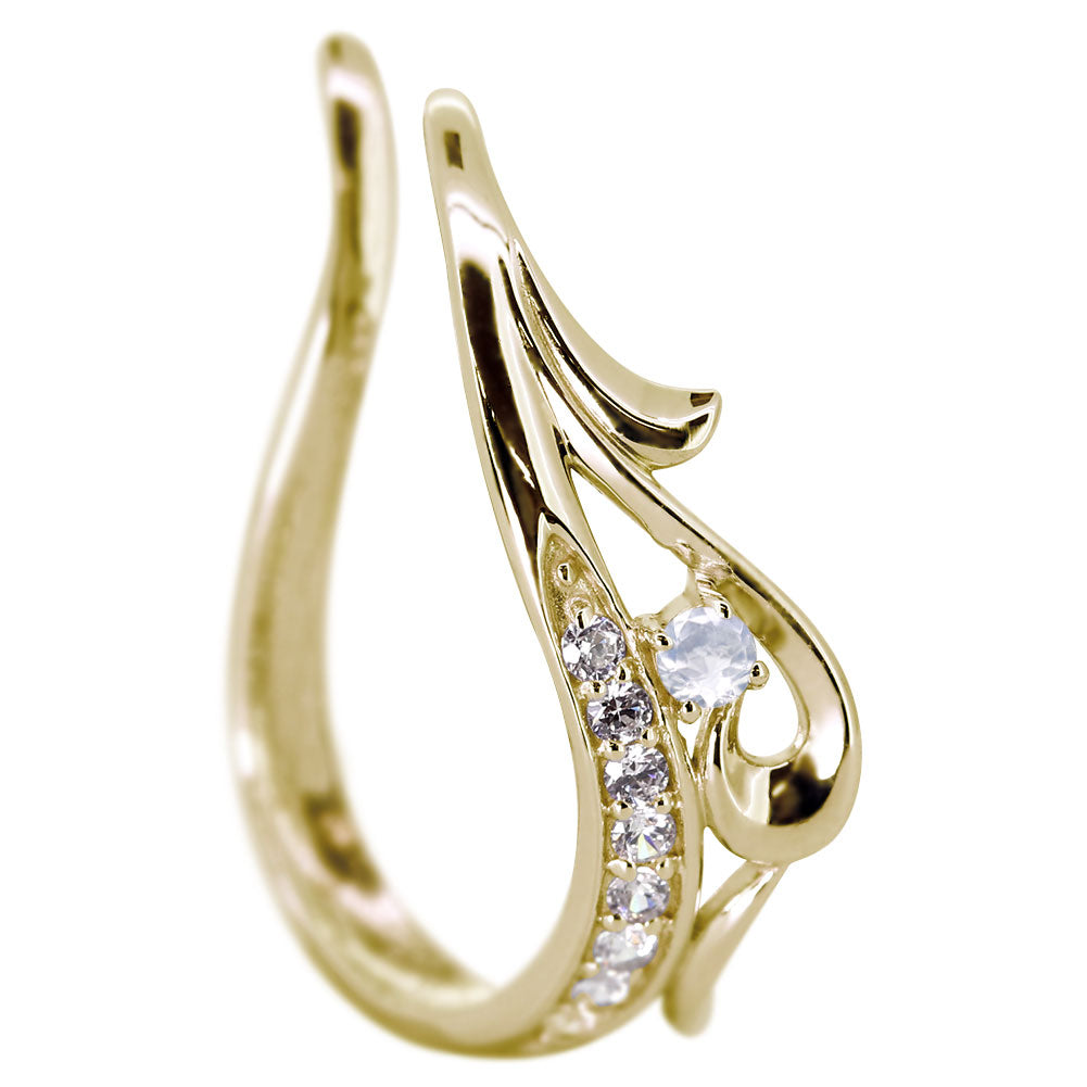 レディース イヤーカフ 唐草 大ぶり ラインストーン 選べる誕生石 天然石 片耳用 アラベスク Ear Cuff Rhinestone diamond k10 k18 pt900 sv925