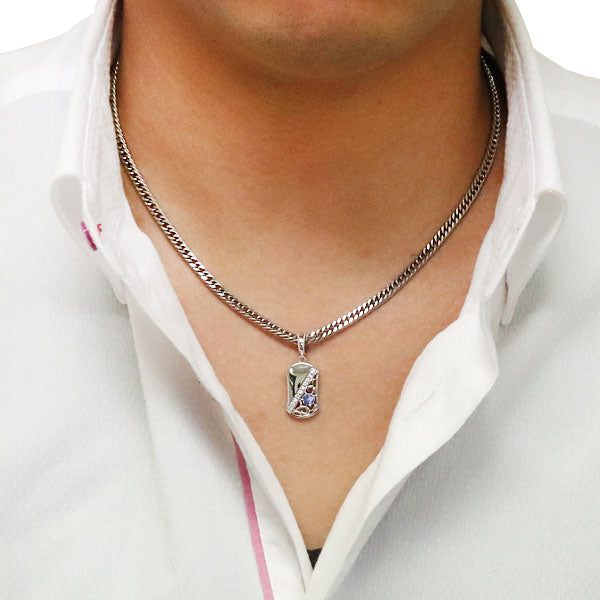 唐草 プレート メンズ ペンダント 喜平チェーン 選べる誕生石 Pendant Necklace k10 k18 pt900 sv925 喜平 ネックレス 天然石 大粒 アラベスク Rhinestone