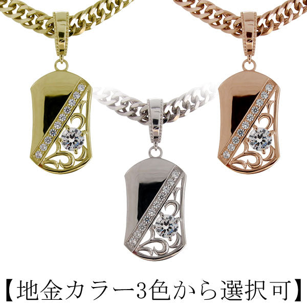 唐草 プレート メンズ ペンダント 喜平チェーン 選べる誕生石 Pendant Necklace k10 k18 pt900 sv925 喜平 ネックレス 天然石 大粒 アラベスク Rhinestone