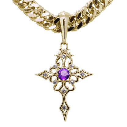 クロス 十字架 ペンダント メンズ 喜平100g用 選べる誕生石 ネックレス 大粒 天然石 mens pendant necklace croee birthstone K10 K18 PT900 SV925