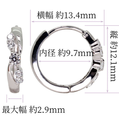 レディース フープピアス クロス 交差 希少石 ベニトアイト k10 k18 pt900 天然石 中折れ式 両耳 Ladies Hoop Pierce Croee 