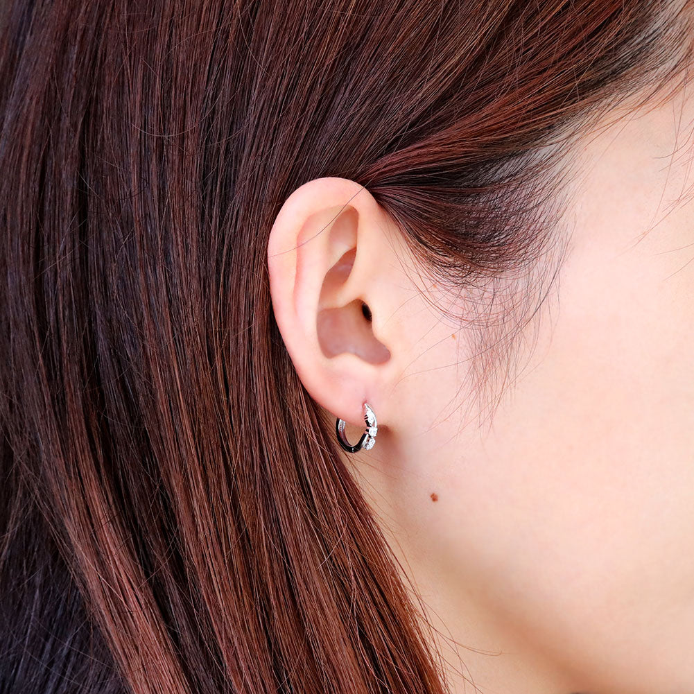 レディース フープピアス クロス 交差 希少石 ベニトアイト k10 k18 pt900 天然石 中折れ式 両耳 Ladies Hoop Pierce Croee 