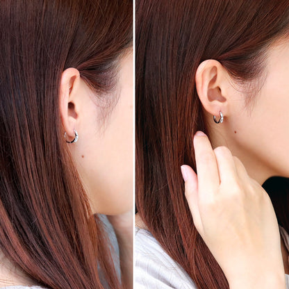 レディース フープピアス クロス 交差 希少石 ベニトアイト k10 k18 pt900 天然石 中折れ式 両耳 Ladies Hoop Pierce Croee 