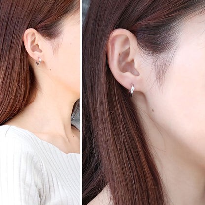 中折れ式 フープピアス レディース クロスライン 希少石 ベニトアイト 天然石 交差 X 両耳 Ladies Hoop Pierce Croee 10金 18金 プラチナ